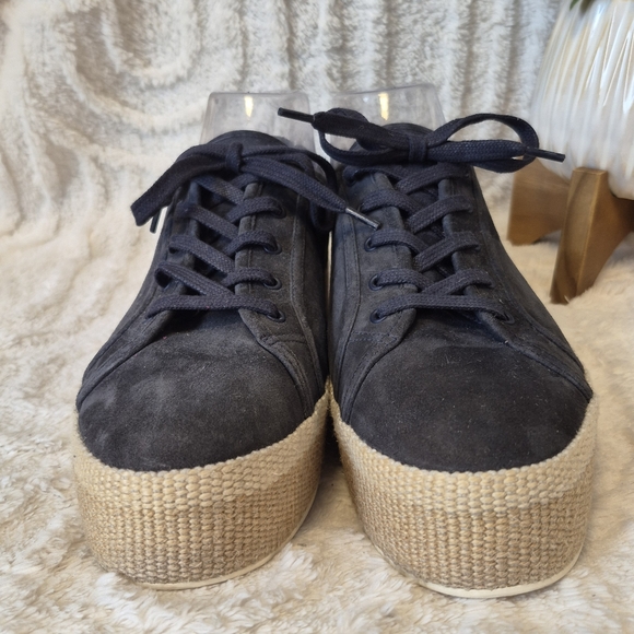 Vince Windell Platform Sneakers Espadrille Navy Blue Suede Lace Up Womens Sz 9.5 - Picture 6 of 12